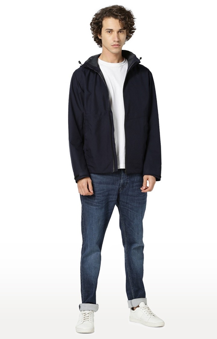 Men's Blue Solid Windcheater