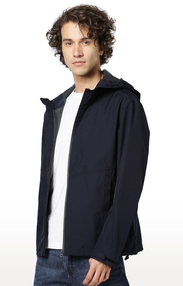 Men's Blue Solid Windcheater