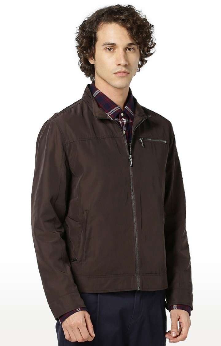 Men's Brown Solid Western Jackets