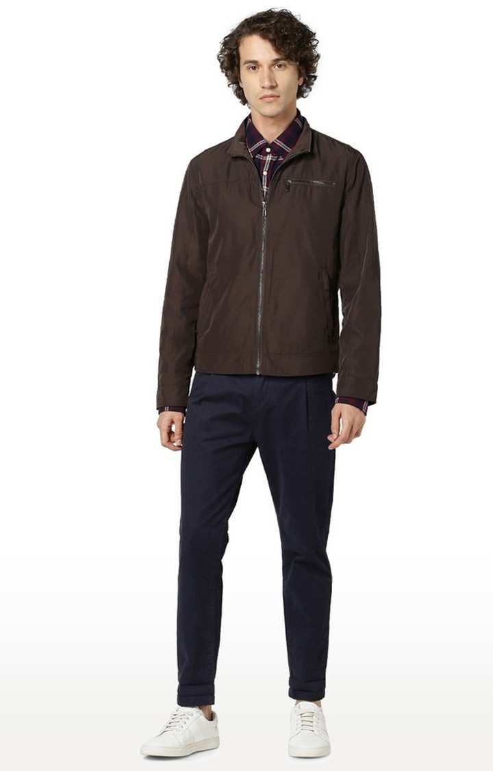 Men's Brown Solid Western Jackets