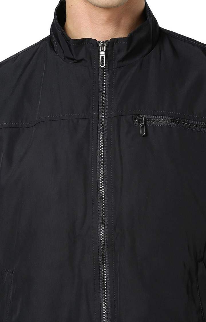 Men's Black Solid Windcheater