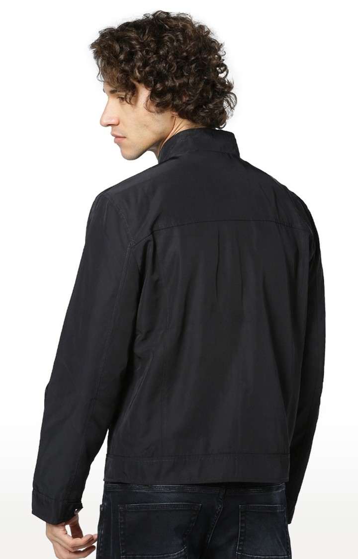 Men's Black Solid Windcheater