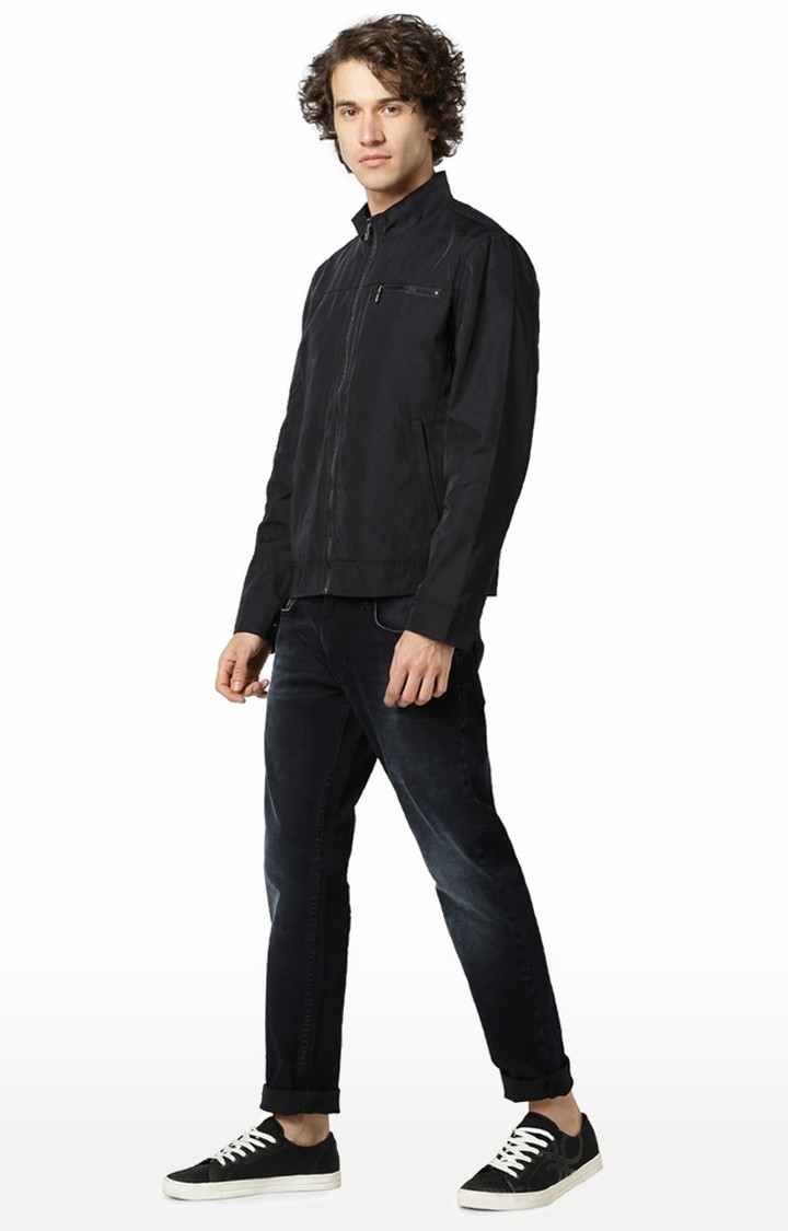 Men's Black Solid Windcheater