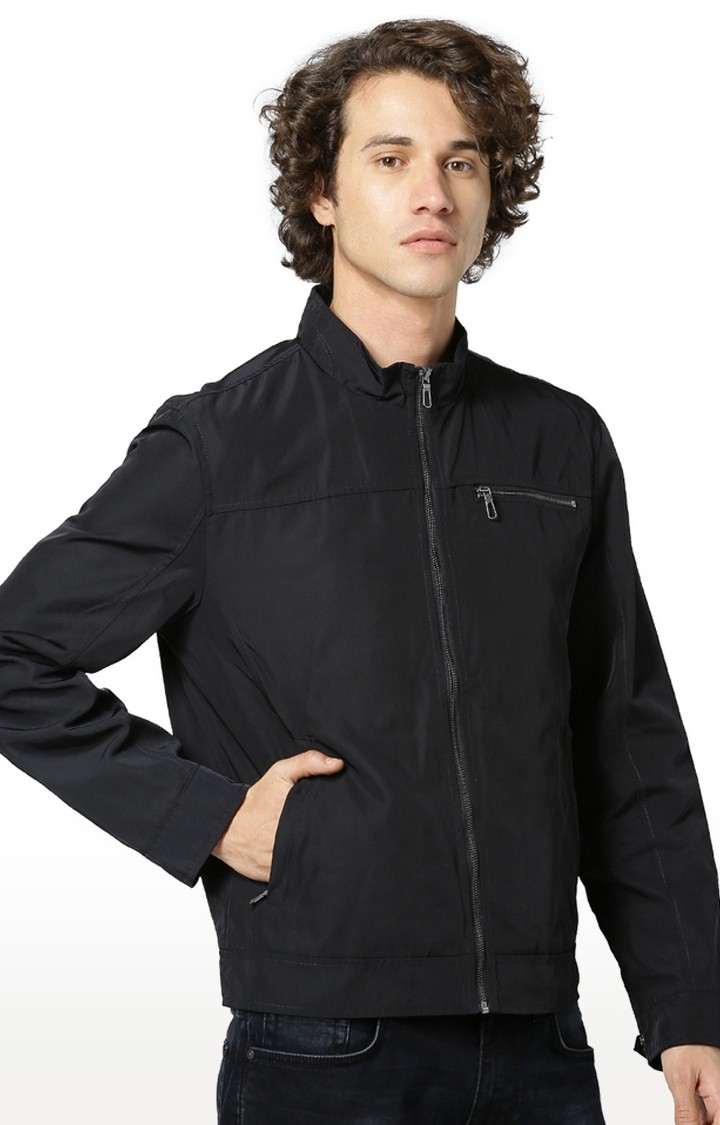 Men's Black Solid Windcheater