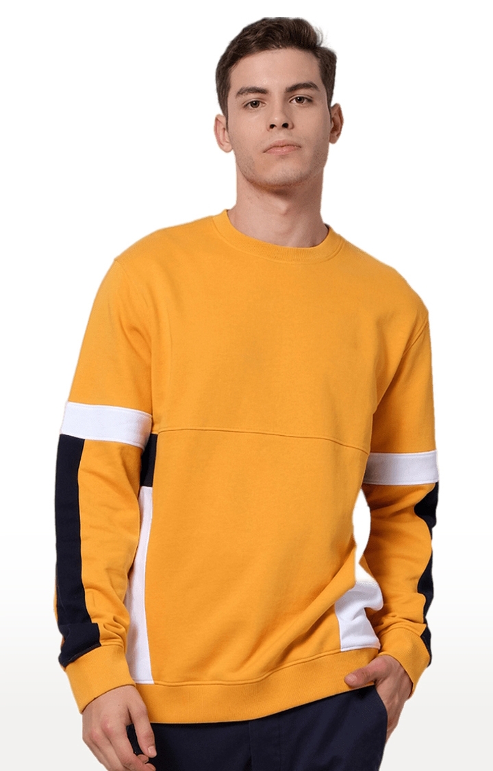 celio | Men's Yellow Solid Sweatshirts