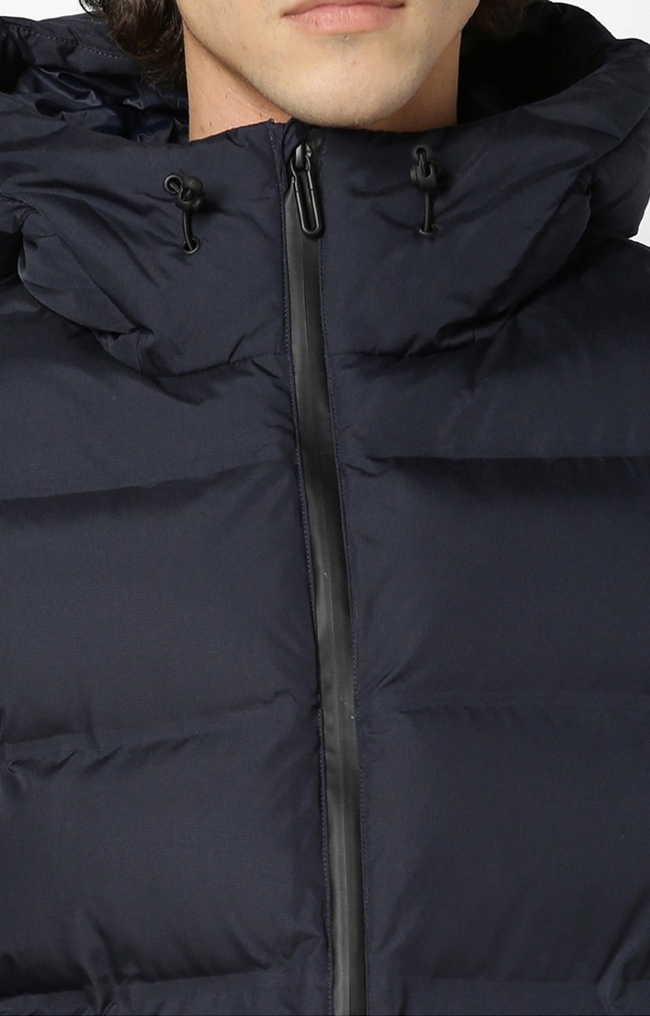 Men's Blue Solid Bomber Jackets