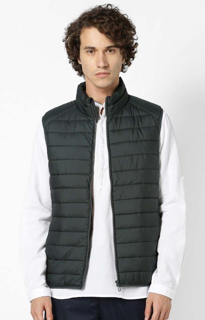 Men's Green Solid Gilet