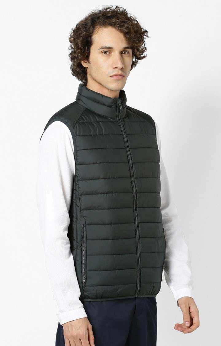 Men's Green Solid Gilet