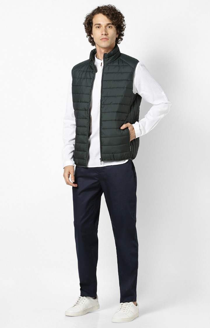 Men's Green Solid Gilet