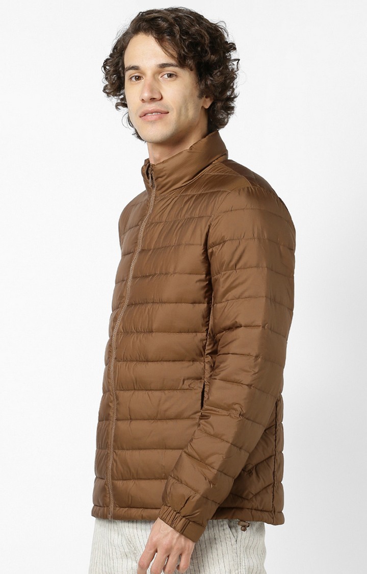 celio | Men's Brown Solid Bomber Jackets 2