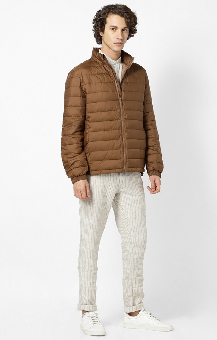 celio | Men's Brown Solid Bomber Jackets 1