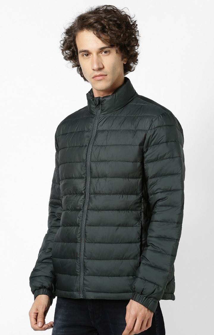 Men's Green Solid Bomber Jackets