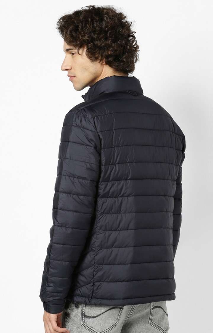 Men's Blue Solid Bomber Jackets