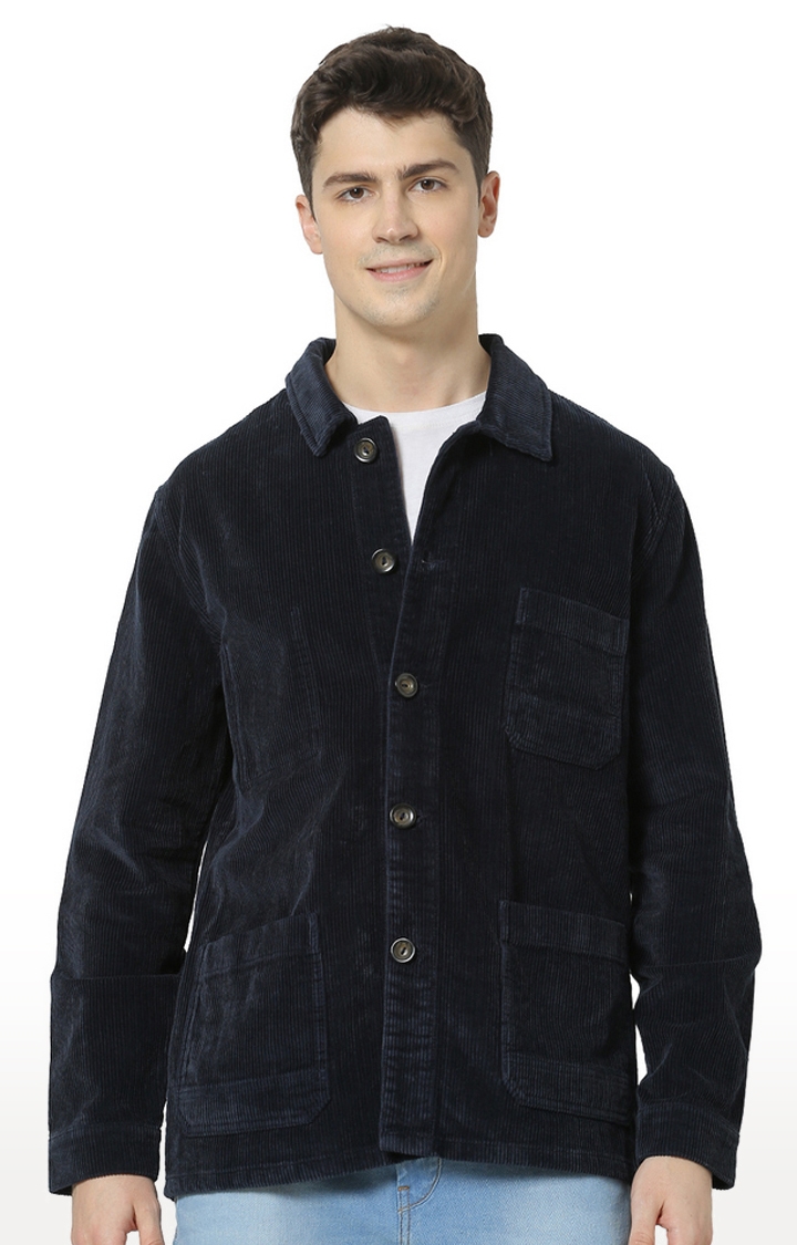 celio | Men's Blue Solid Denim Jackets