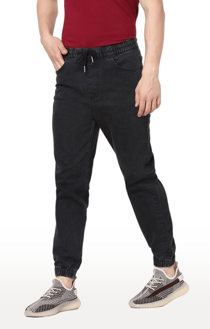 celio | Men's Black Cotton Solid Joggers Jeans 3