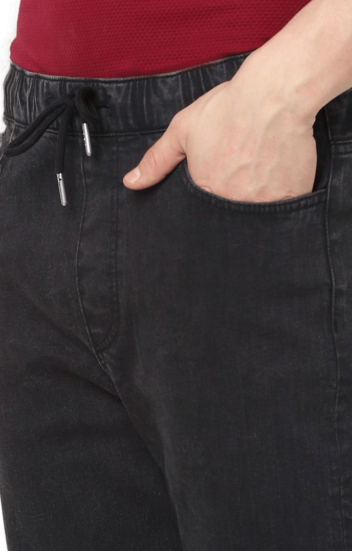 celio | Men's Black Cotton Solid Joggers Jeans 5