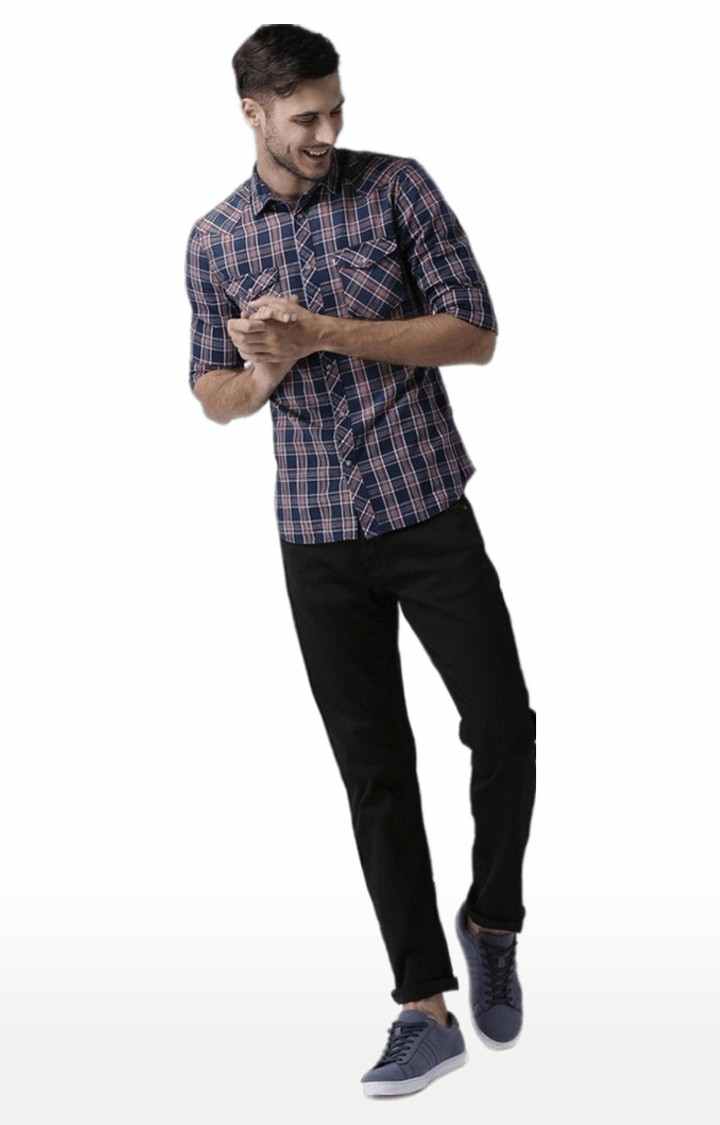 Men's Blue Checked Casual Shirts