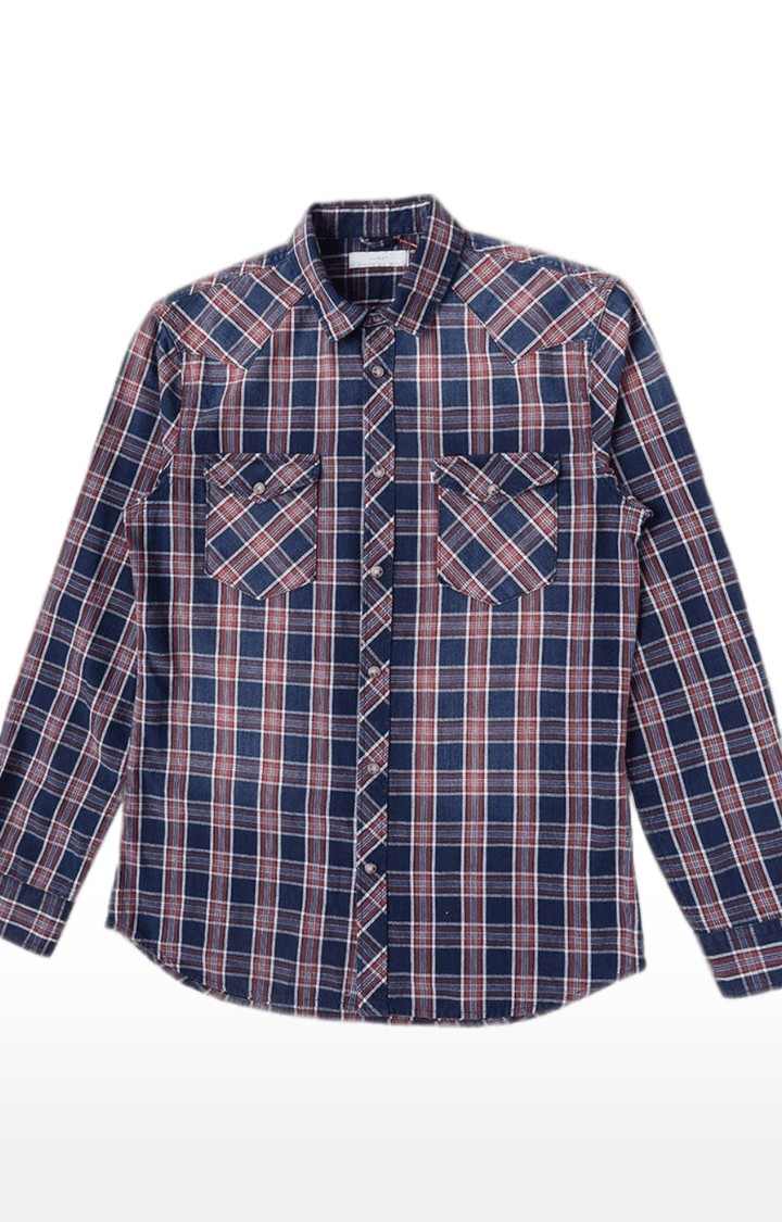 Men's Blue Checked Casual Shirts