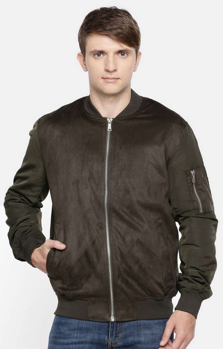 Men's Green Solid Windcheater