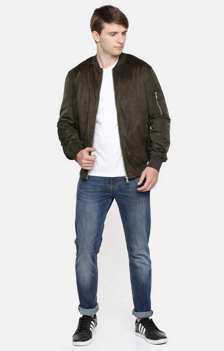 Men's Green Solid Windcheater