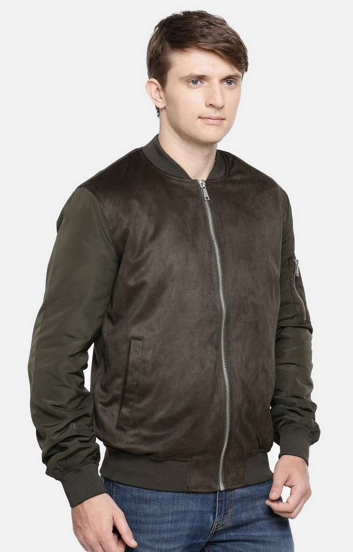 Men's Green Solid Windcheater