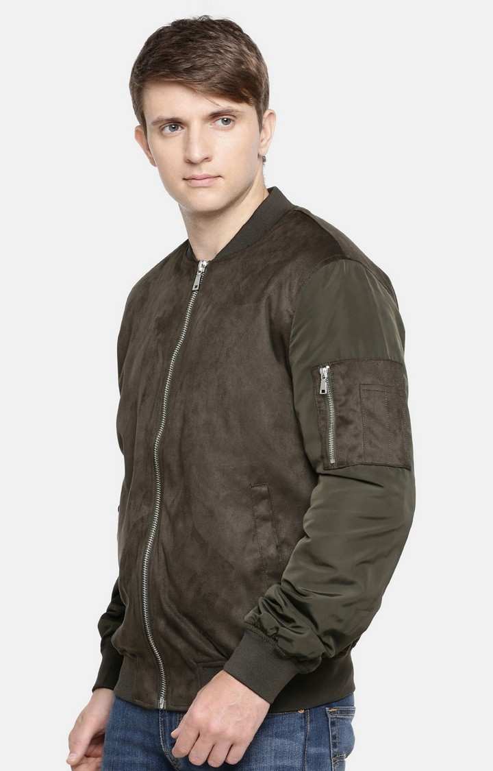 Men's Green Solid Windcheater