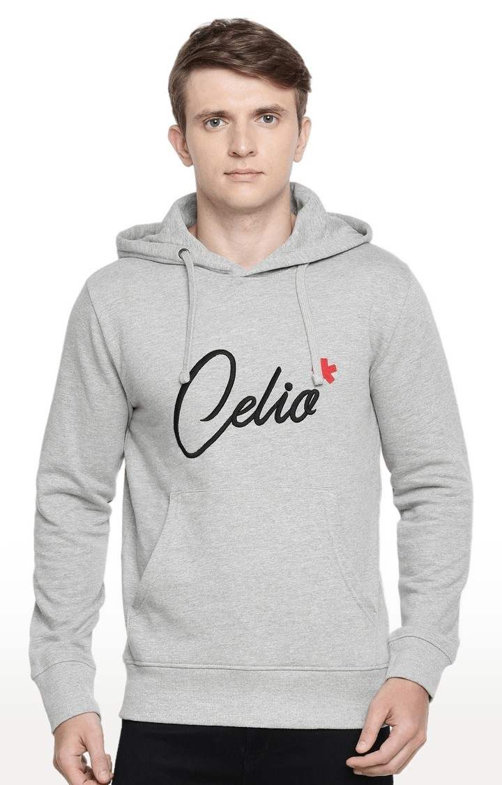 Men's Grey Typographic Hoodies