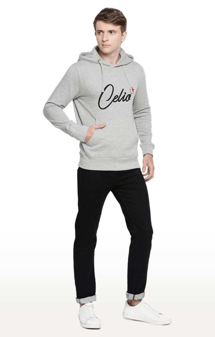 Men's Grey Typographic Hoodies
