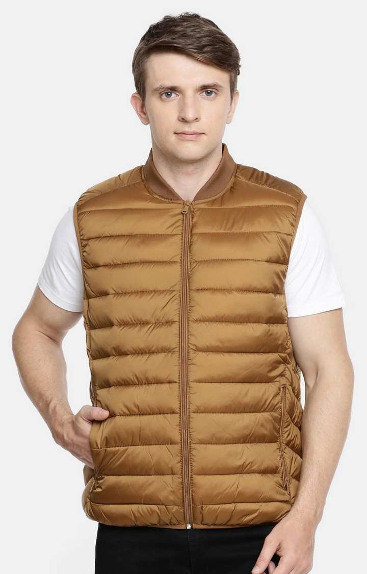 Men's Brown Solid Gilet