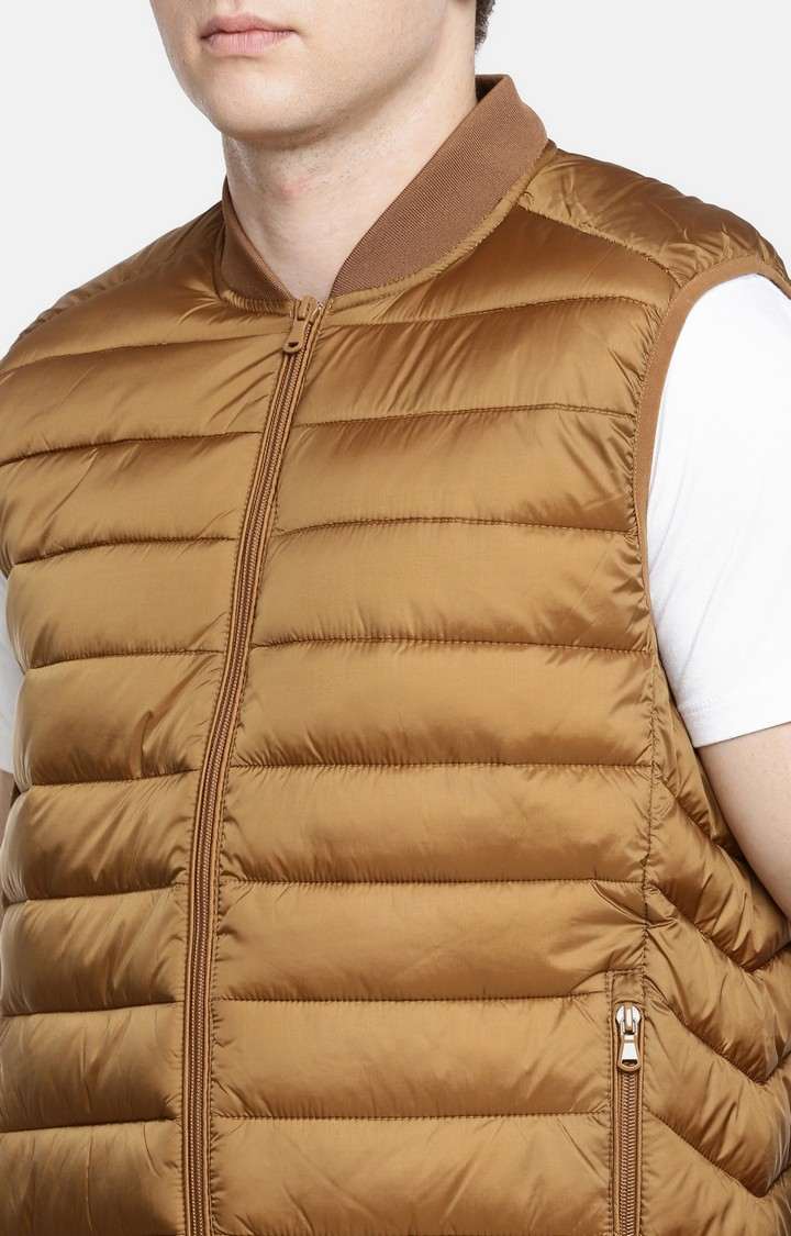 Men's Brown Solid Gilet