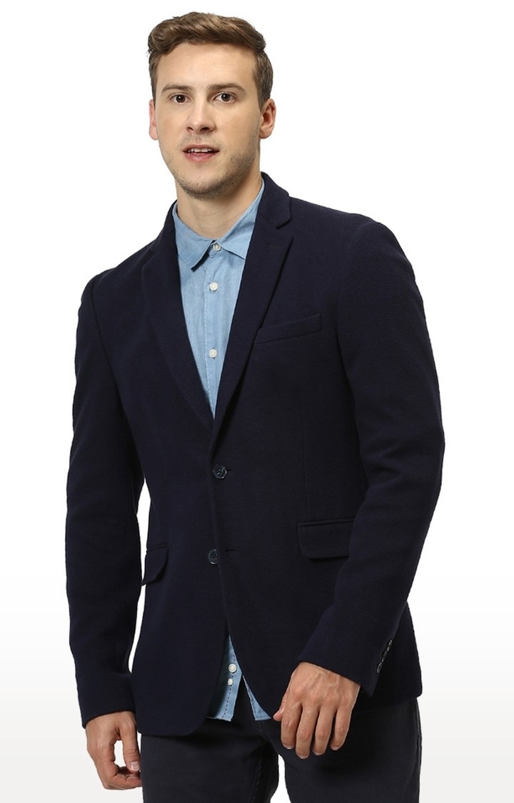 celio | Men's Blue Solid Blazers