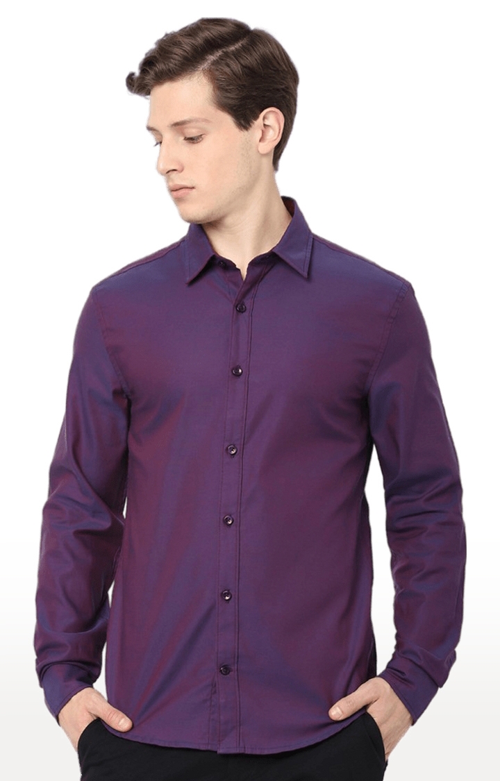 Men's Purple Solid Casual Shirts