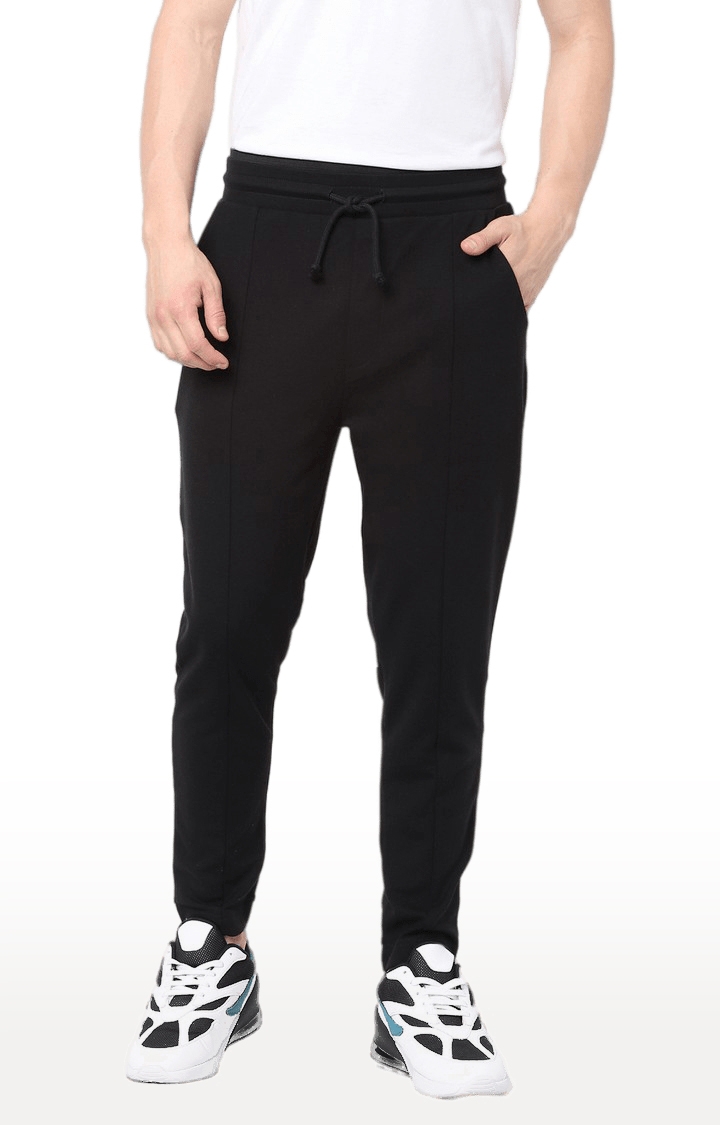 celio | Men's Black Cotton Solid Trackpants