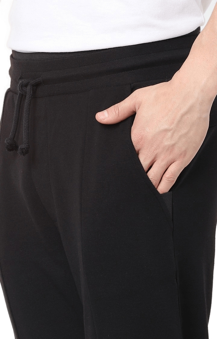 celio | Men's Black Cotton Solid Trackpants 5