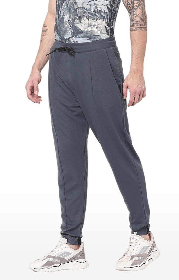 Men's Grey Cotton Solid Trackpants