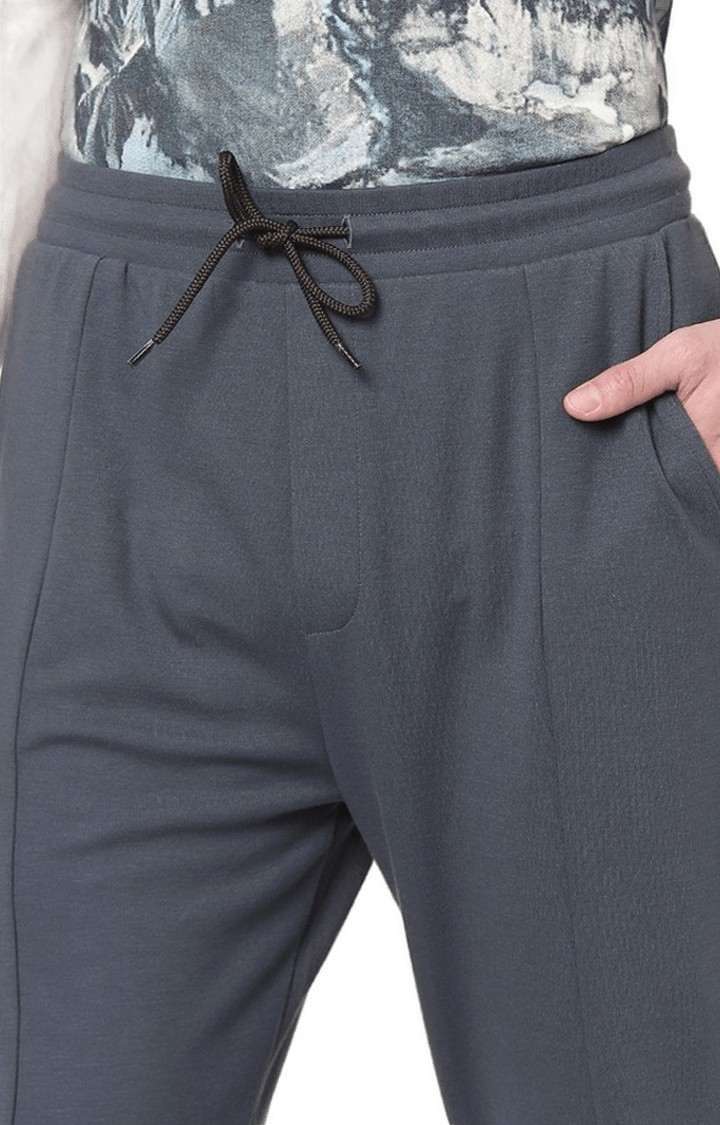 Men's Grey Cotton Solid Trackpants