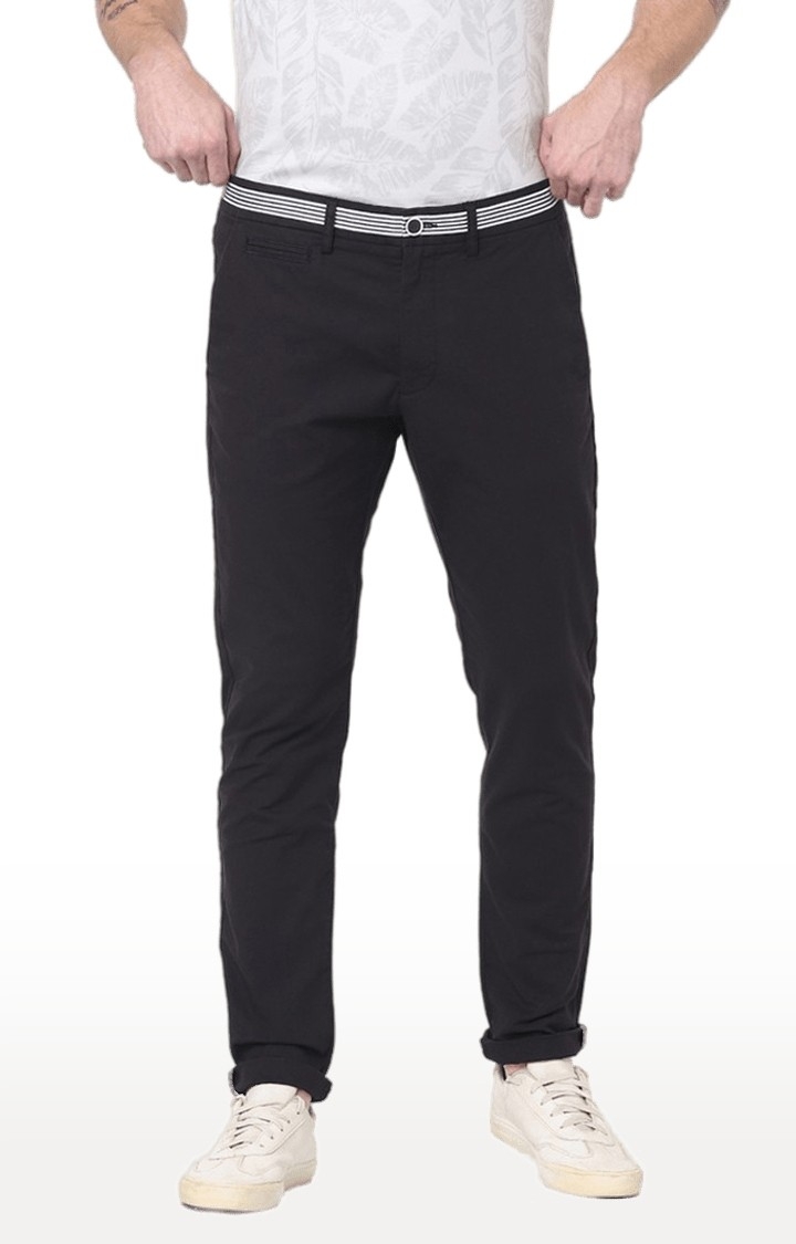 celio | Men's Black Cotton Solid Chinos