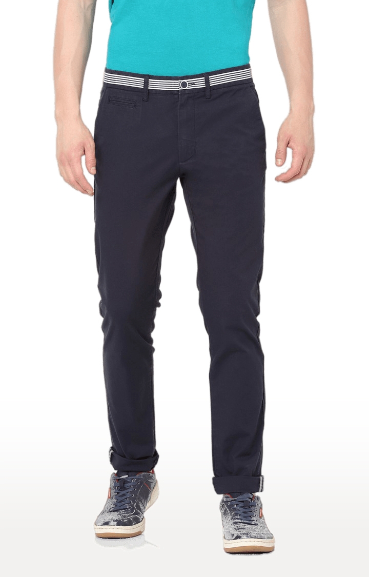 celio | Men's Blue Cotton Solid Trousers 0