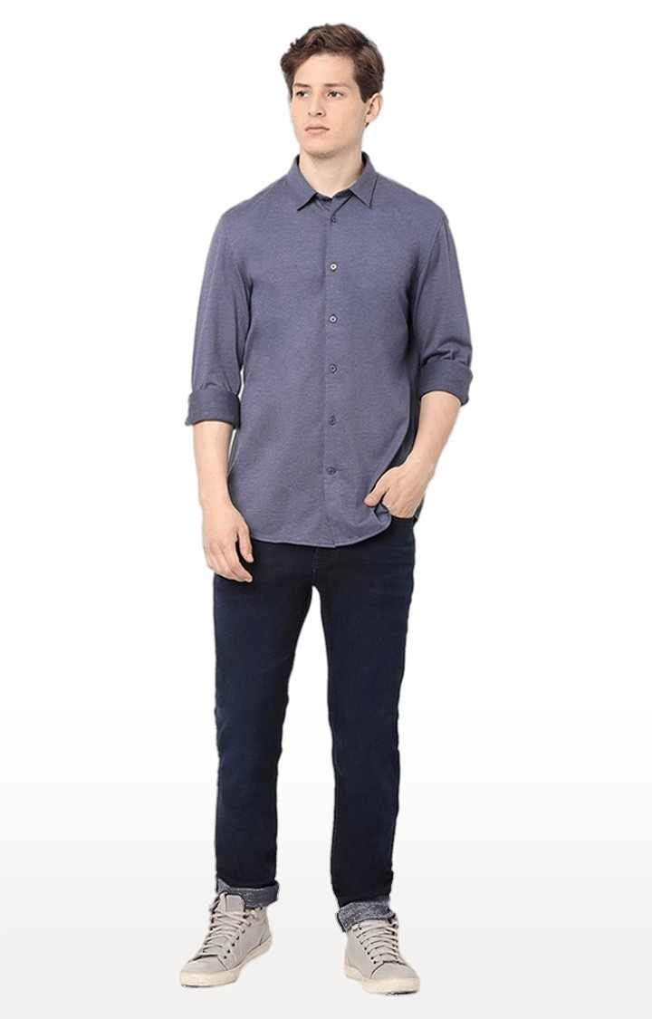 Men's Grey Solid Casual Shirts