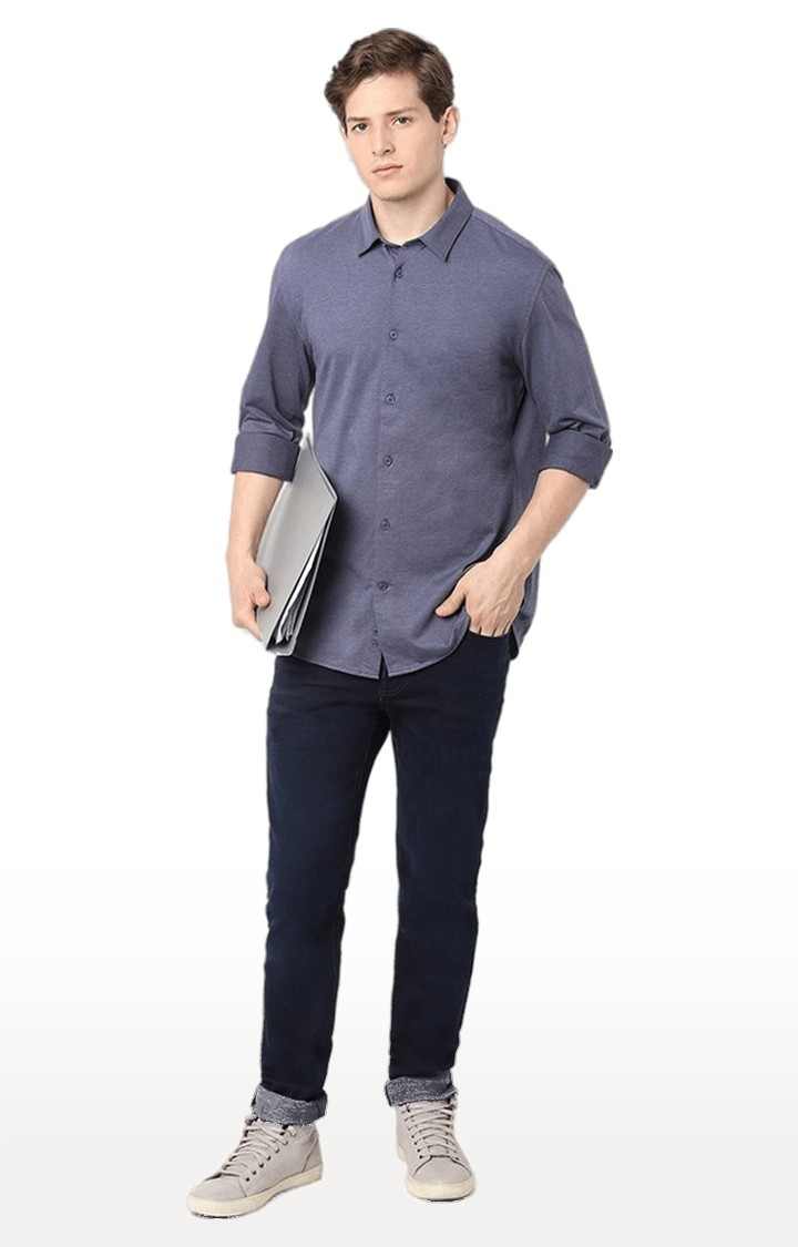 Men's Grey Solid Casual Shirts