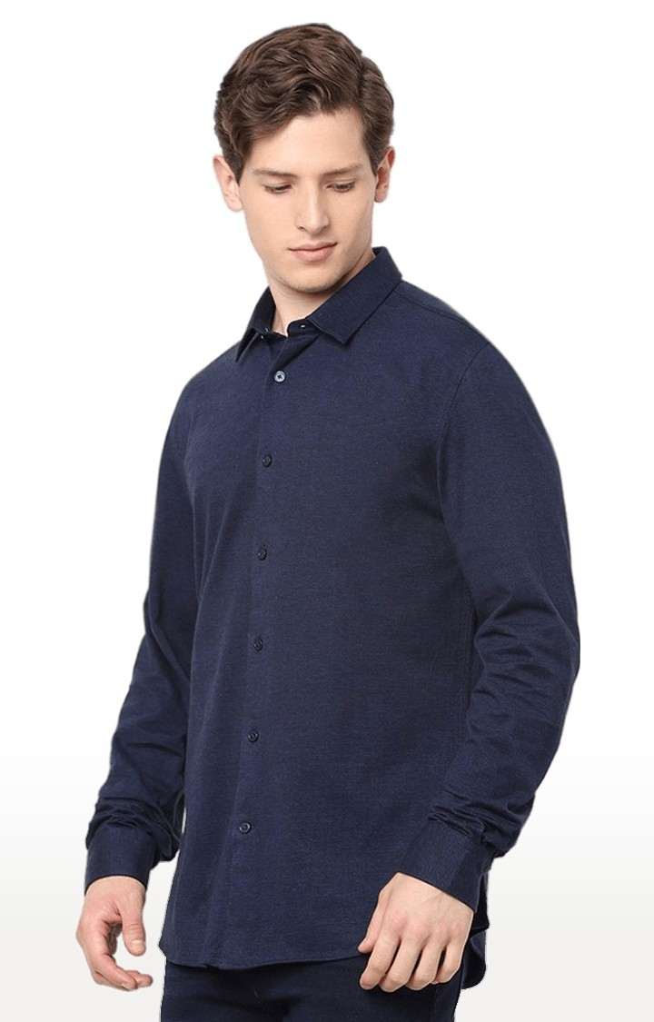 Men's Blue Solid Casual Shirts