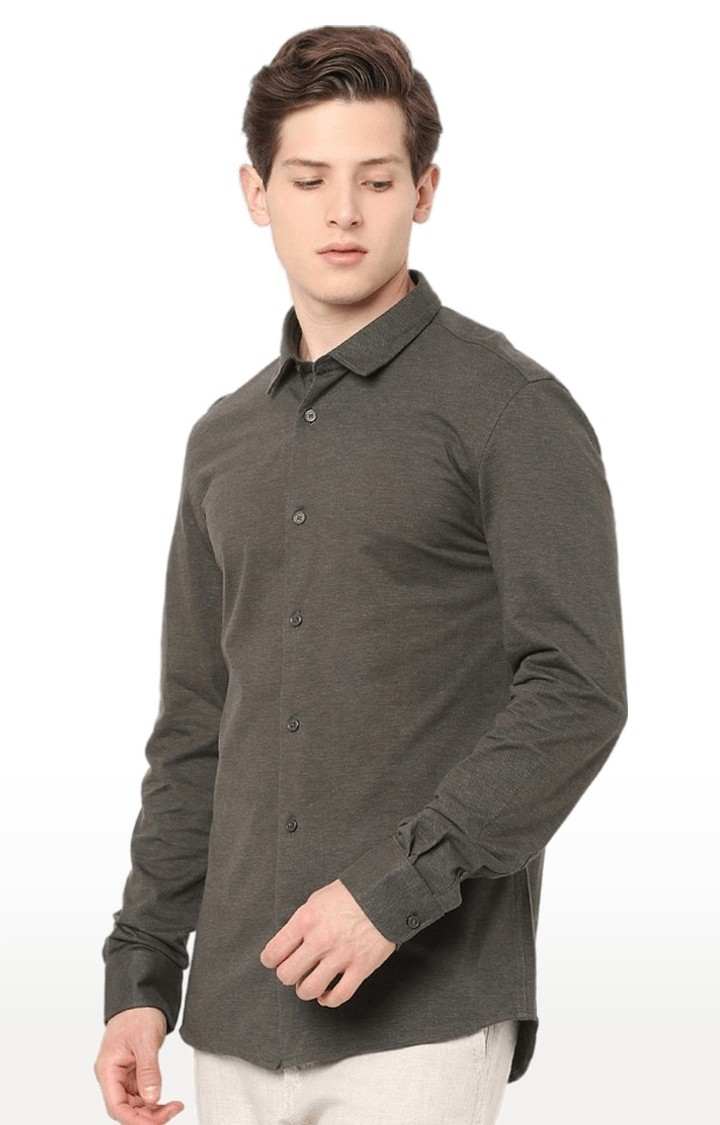 Men's Green Solid Casual Shirts