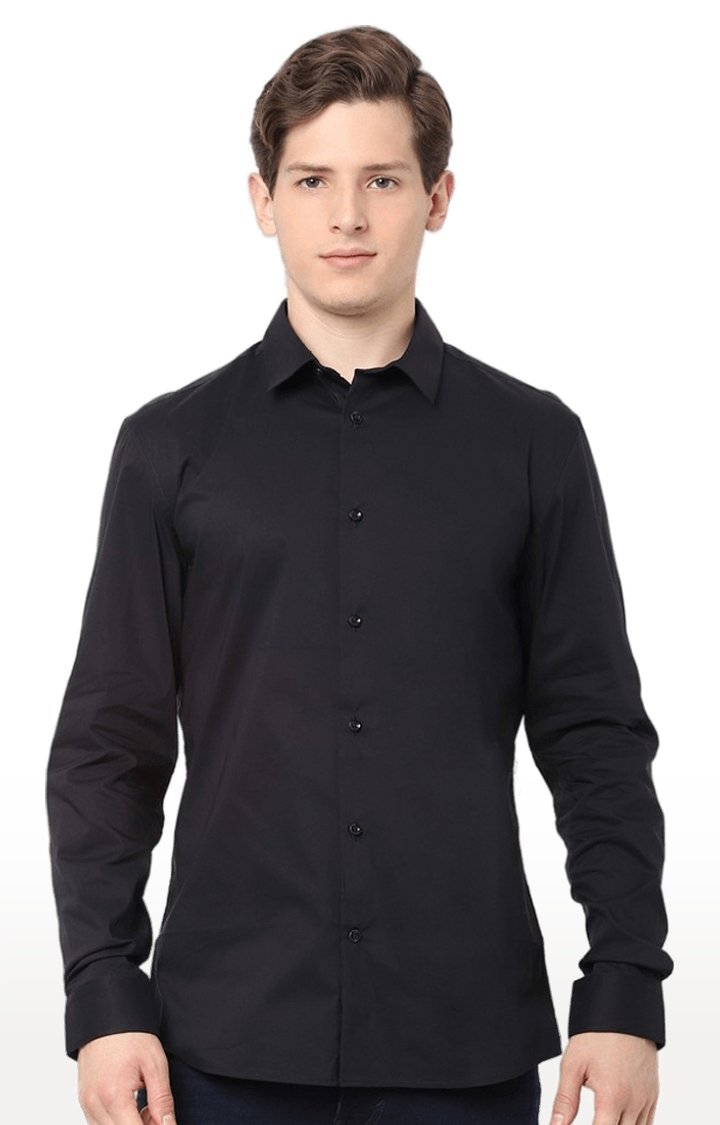 celio | Men's Black Solid Casual Shirts