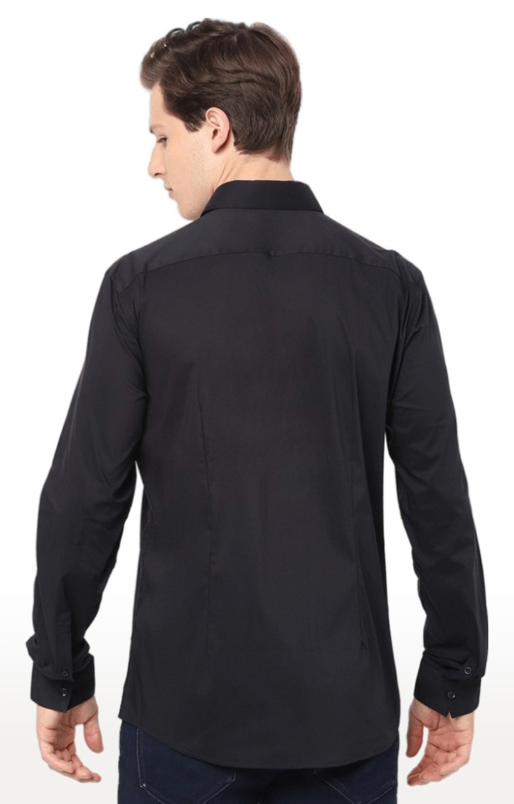 Men's Black Solid Casual Shirts