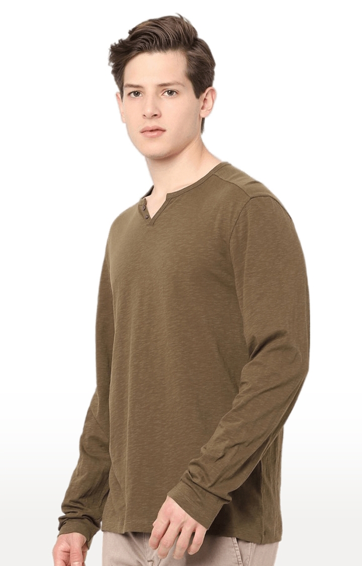 celio | Men's Brown Solid Regular T-Shirts 2