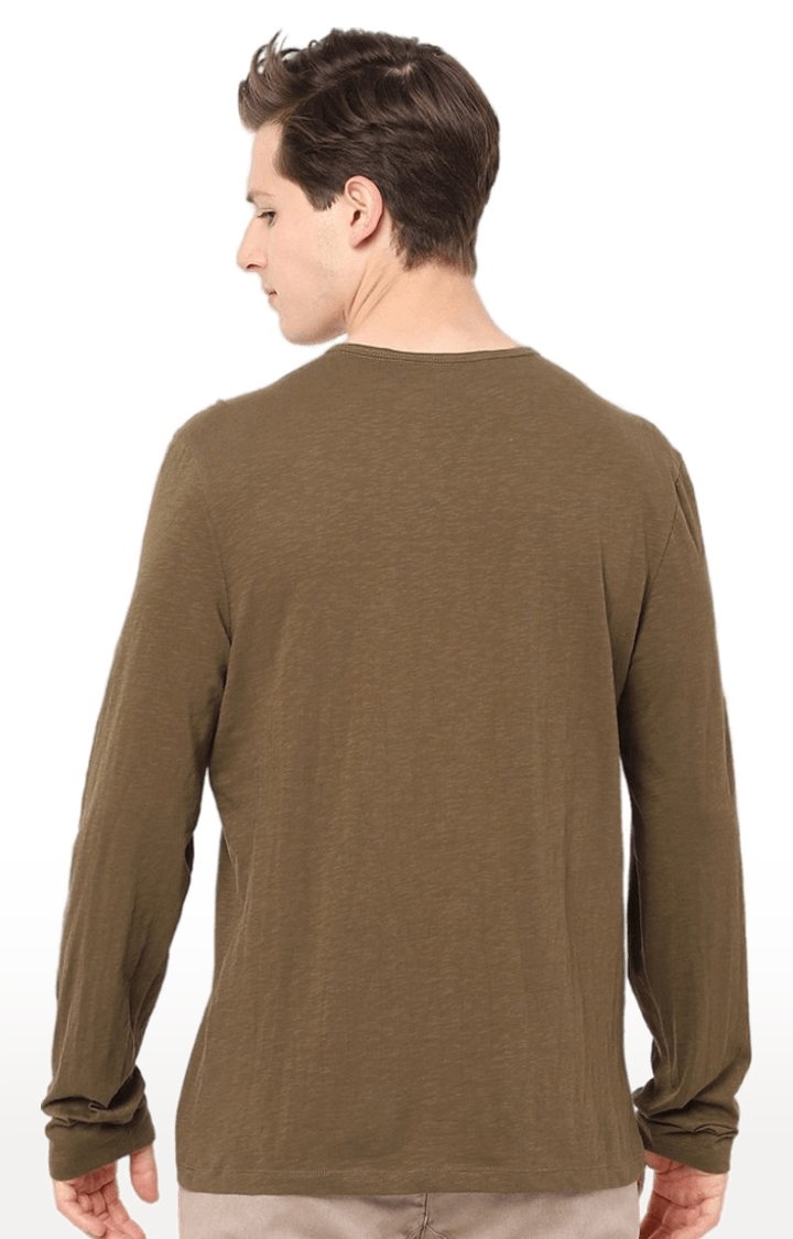 celio | Men's Brown Solid Regular T-Shirts 3
