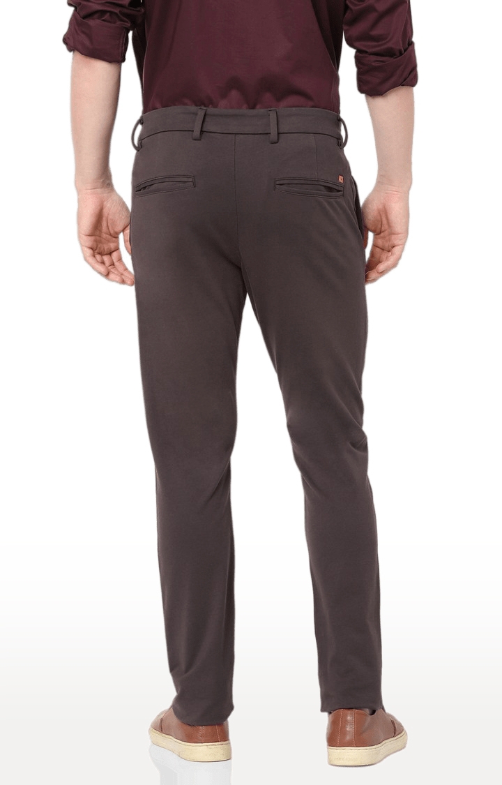 celio | Men's Brown Cotton Solid Trousers 4
