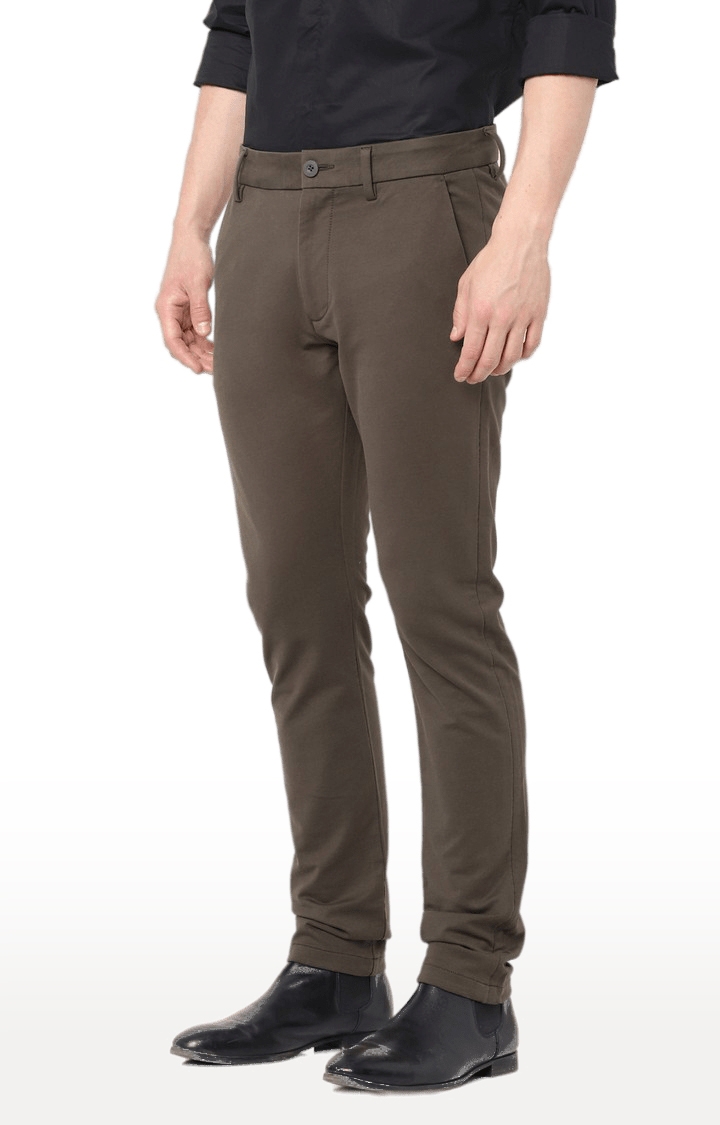 celio | Men's Brown Cotton Solid Trousers 3