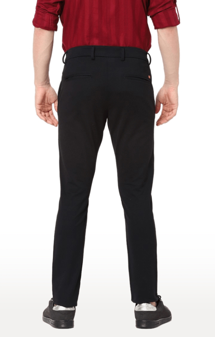 celio | Men's Black Cotton Solid Trousers 4