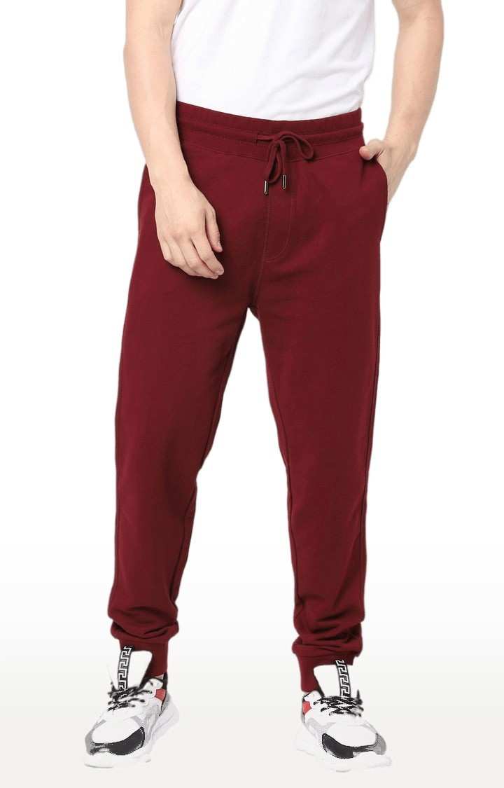 Men's Red Cotton Solid Casual Joggers talha test 123